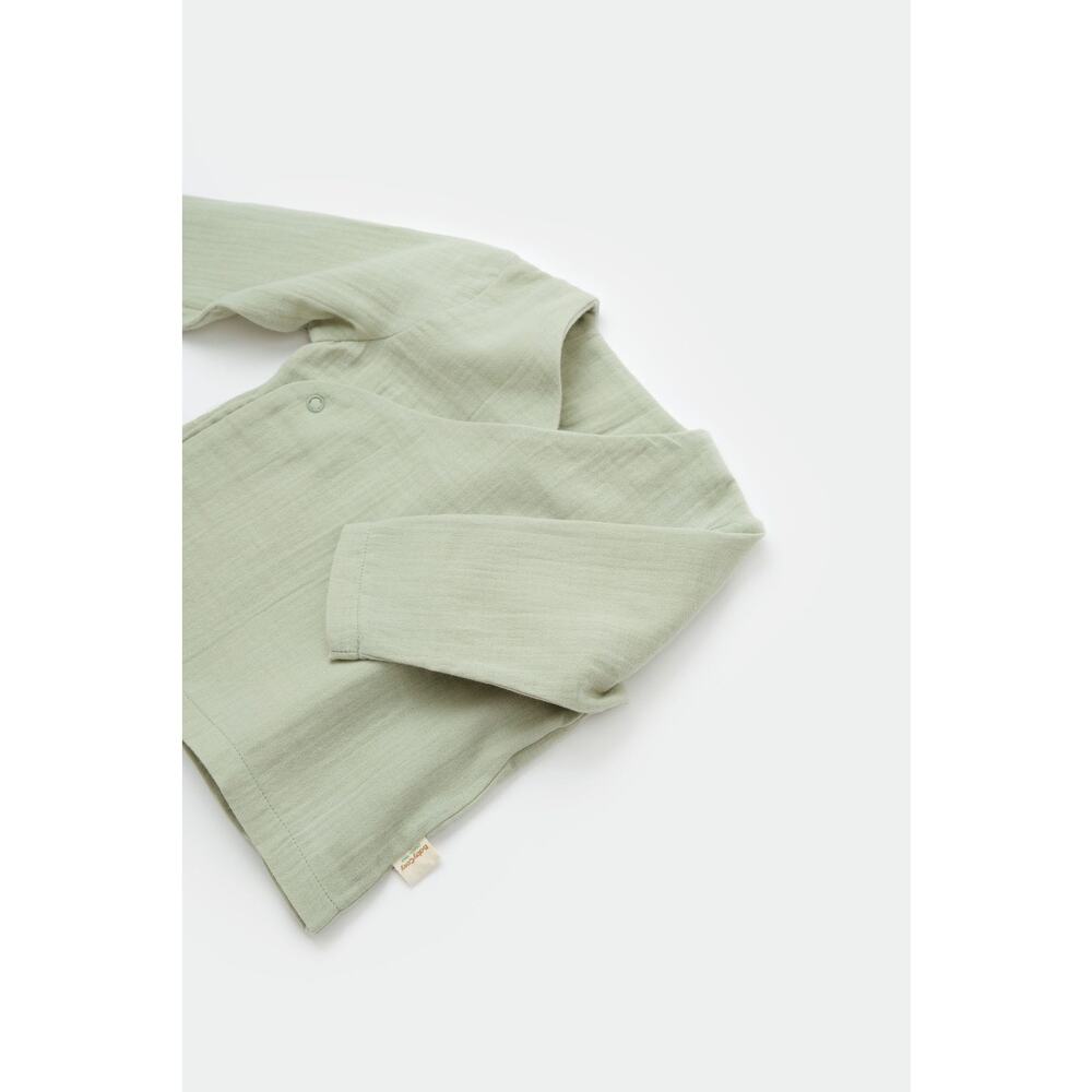 Organic Cotton Baby Outfit Set Green 3-6M GOTS 2 Pc Top Pants - Picture 2 of 6